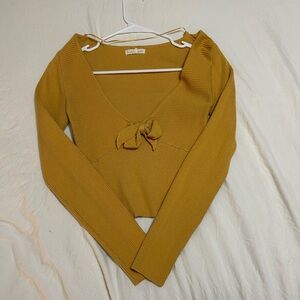 Mustard Yellow Ribbed Long Sleeve Top